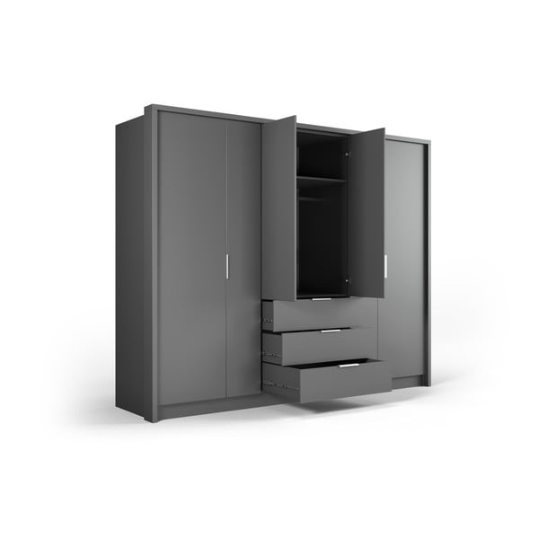 Šedá šatní skříň 255x217 cm Wells - Cosmopolitan Design-image-3