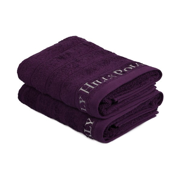 Sada 2 fialových ručníků na ruce, 90 x 50 cm