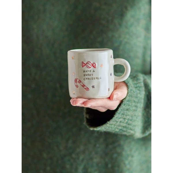 Krémové kameninové šálky v sadě 4 ks s vánočním motivem 260 ml Christy – Bloomingville-image-3
