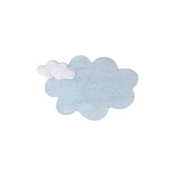 Světle modrý pratelný ručně tkaný bavlněný dětský koberec 110x170 cm Puffy Dream – Lorena Canals