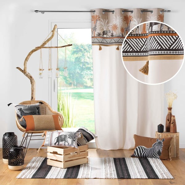 Hnědý/v přírodní barvě bavlněný závěs 140x240 cm Kenya Lodge – douceur d'intérieur-image-4