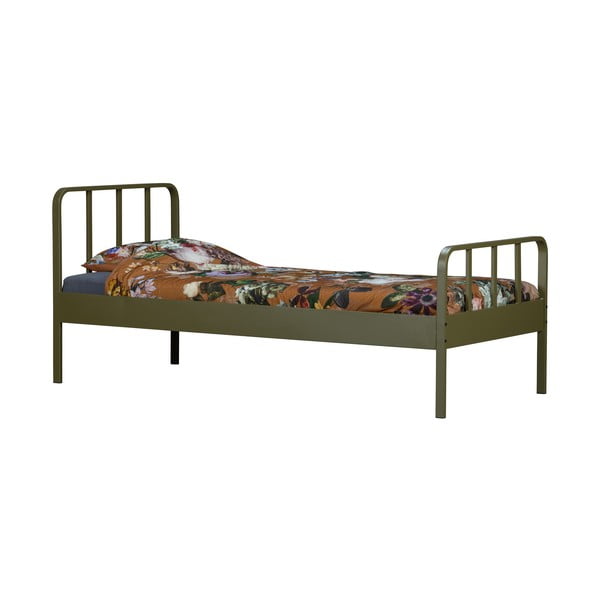 Zelená kovová postel WOOOD Mees, 90 x 200 cm