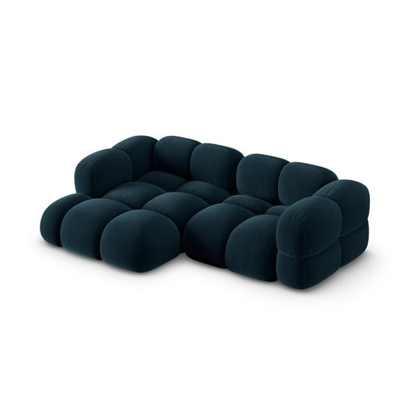 Tmavě modrá sametová rohová pohovka (levý roh/s lenoškou) Loretto – Cosmopolitan Design-image-3