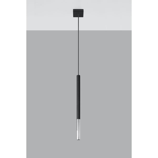Černé/ve stříbrné barvě kovové závěsné svítidlo Asarot – Sollux-image-2