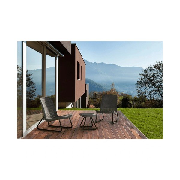 Tmavě šedý zahradní lounge set z umělého ratanu pro 2 Rio – Keter-image-1