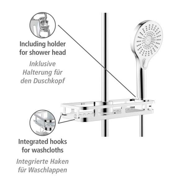 Samodržící plastová koupelnová polička v leskle stříbrné barvě Libertà – Wenko-image-4