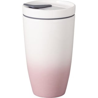 Růžovo-bílý porcelánový termohrnek Villeroy & Boch Like To Go, 350 ml