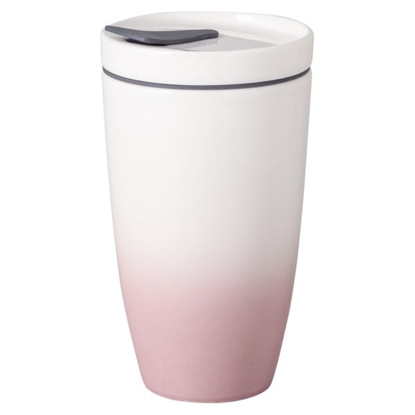 Růžovo-bílý porcelánový cestovní hrnek Villeroy & Boch Like To Go, 350 ml