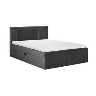 Tmavě šedá boxspring postel s úložným prostorem 200x200 cm Afra – Mazzini Beds