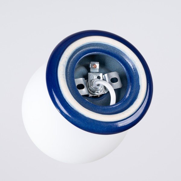 Modré keramické stropní svítidlo se skleněným stínidlem ø 12 cm Farsa – Sollux-image-4
