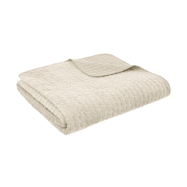 Béžový sametový prošívaný přehoz 240x260 cm Attica Velvet Embroidered – Bianca