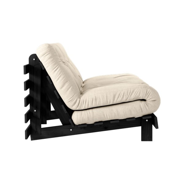 Šedobéžová lněná rozkládací pohovka 140 cm Roots Black Night – Karup Design-image-4