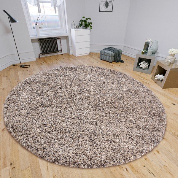Béžový kulatý koberec ø 120 cm Shag – Hanse Home-image-1