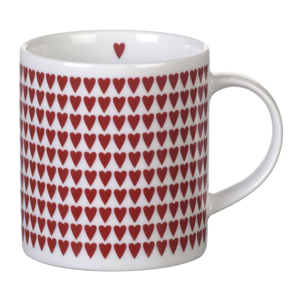 Červený porcelánový hrnek Parlane Hearts, 8,5 cm
