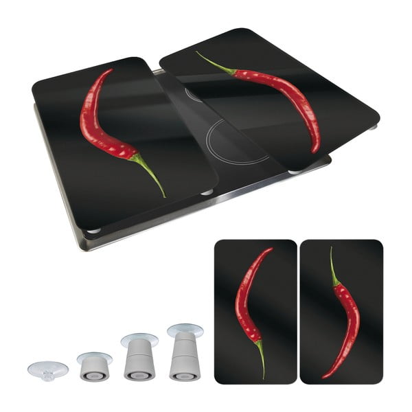 Sada 2 skleněných krytů na sporák Wenko Peperoni, 52 x 30 cm-image-2