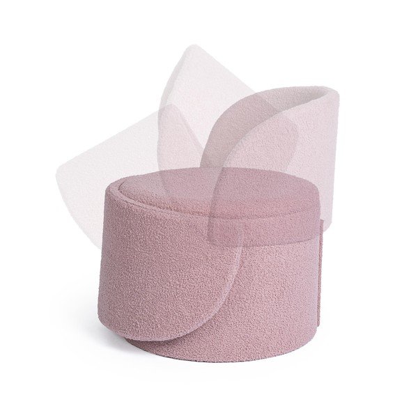 Starorůžový taburet z textilie bouclé Anthea – Yes Everyday-image-1