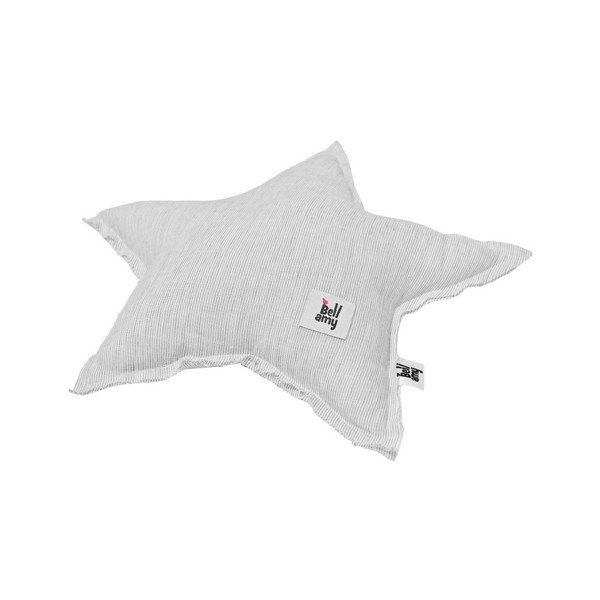 Šedý dětský lněný polštář ve tvaru hvězdy BELLAMY Stripes-image-2