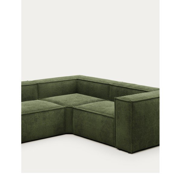Zelená manšestrová rohová pohovka Blok – Kave Home-image-4