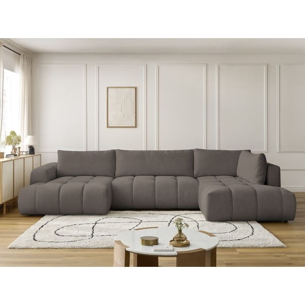 Tmavě šedá rozkládací/s úložným prostorem rohová pohovka (pravý roh/do "U") Fuji – Bobochic Paris-image-1