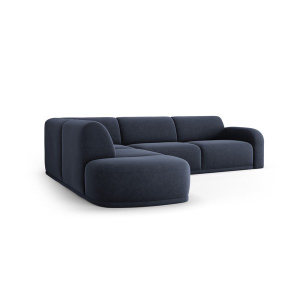 Tmavě modrá sametová rohová pohovka Erin – Micadoni Home-image-3