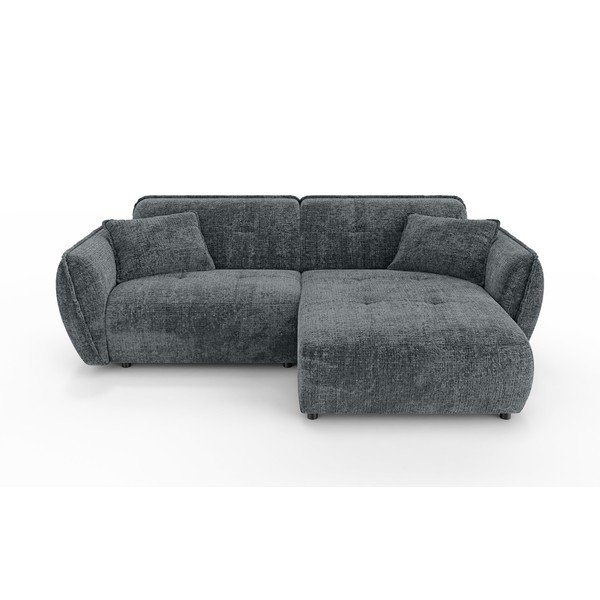 Tmavě šedá žinylková rohová pohovka (pravý roh/s lenoškou) Nelia – Ropez