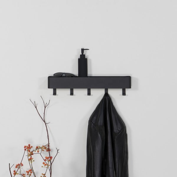 Černý kovový nástěnný věšák s poličkou 52 cm Dax Play – Spinder Design-image-3