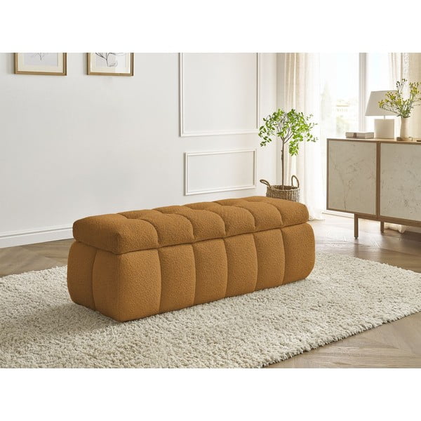 Lavice z textilie bouclé v hořčicové barvě Mont Blanc – Bobochic Paris-image-1