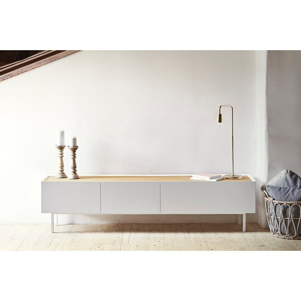 TV stolek v dekoru dubu v bílo-přírodní barvě 180x45 cm Arista – Teulat-image-1