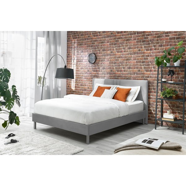 Šedá čalouněná dvoulůžková postel s roštem 180x200 cm Kerry – Bobochic Paris-image-1
