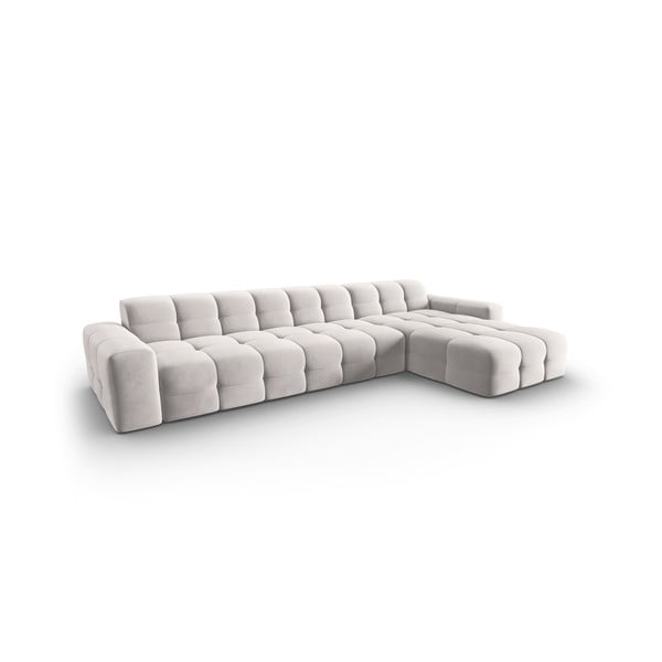 Světle šedá sametová rohová pohovka (pravý roh) Kendal – Micadoni Home-image-3