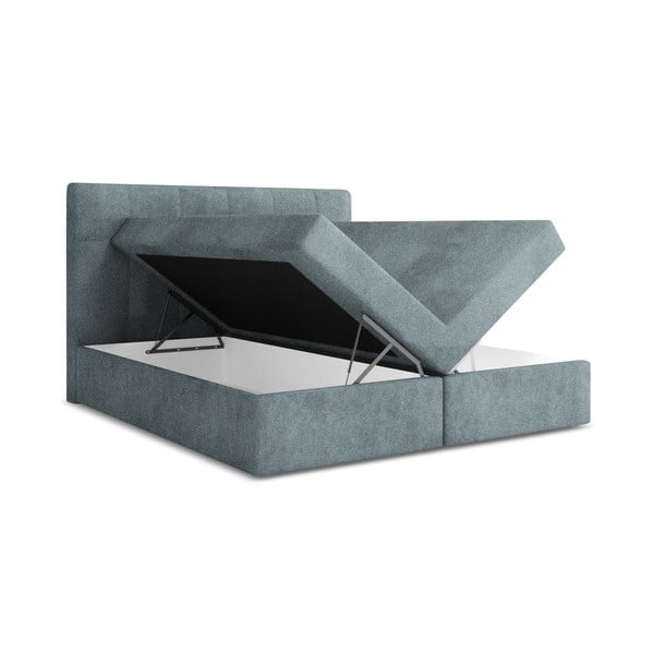 Světle modrá boxspring postel s úložným prostorem 180x200 cm Palta – Makamii-image-1
