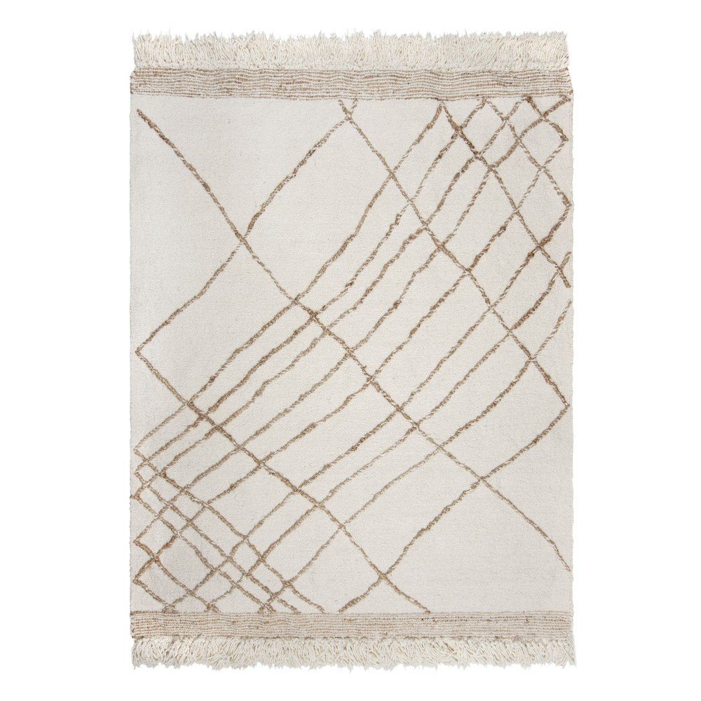 Krémový ručně tkaný koberec s příměsí vlny 120x170 cm Astera Linear – Flair Rugs
