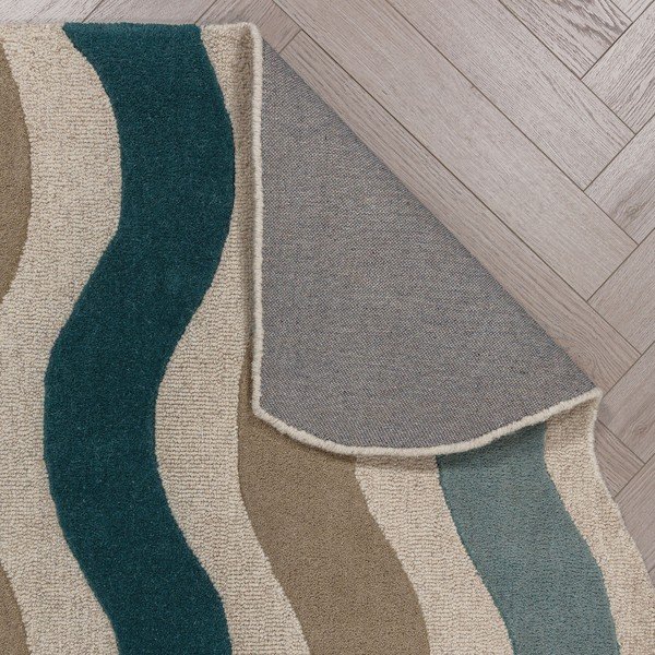 Modrý ručně tkaný vlněný běhoun 80x300 cm Cascade Wool – Flair Rugs-image-3