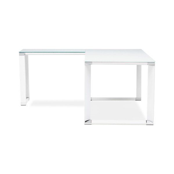 Bílý pracovní rohový stůl se skleněnou deskou Kokoon Warner-image-3