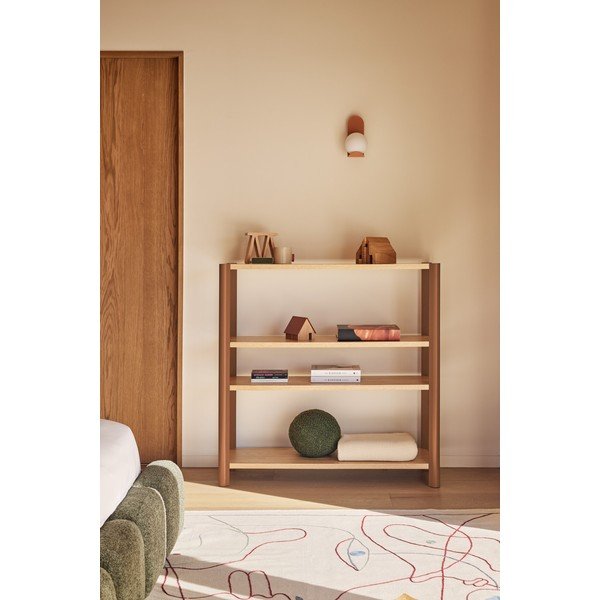 Regál v dekoru dubu v cihlové barvě/ve světle přírodní barvě 126x128x43 cm Bona – Teulat-image-1