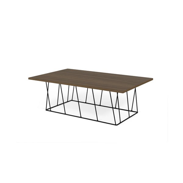 Konferenční stolek s deskou v dekoru ořechu a černýma nohama TemaHome Helix-image-1