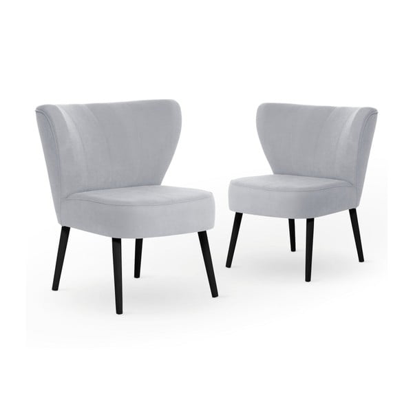 Sada 2 polárkově šedých jídelních židlí s černými nohami My Pop Design Hamilton