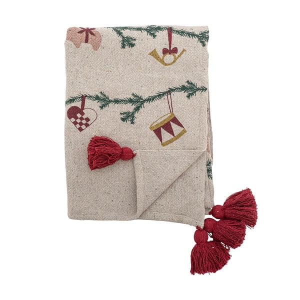 Krémová deka s vánočním motivem 130x160 cm Yule – Bloomingville