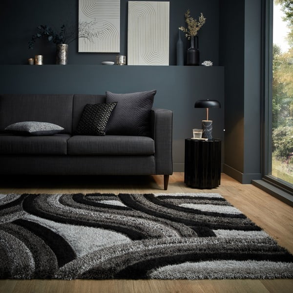 Černo-šedý ručně tkaný koberec z recyklovaných vláken 80x150 cm Velvet – Flair Rugs-image-1