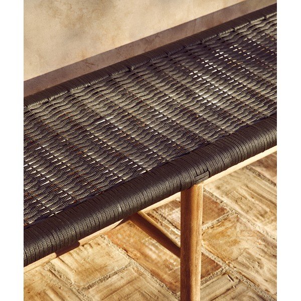 Tmavě šedá/v přírodní barvě dřevěná zahradní lavice Alipa – Kave Home-image-3