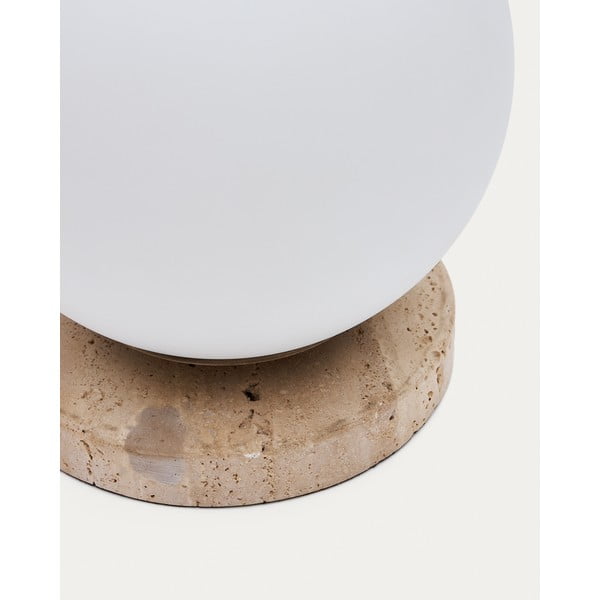 Bílá stolní lampa se skleněným stínidlem (výška 22 cm) Malachi – Kave Home-image-4