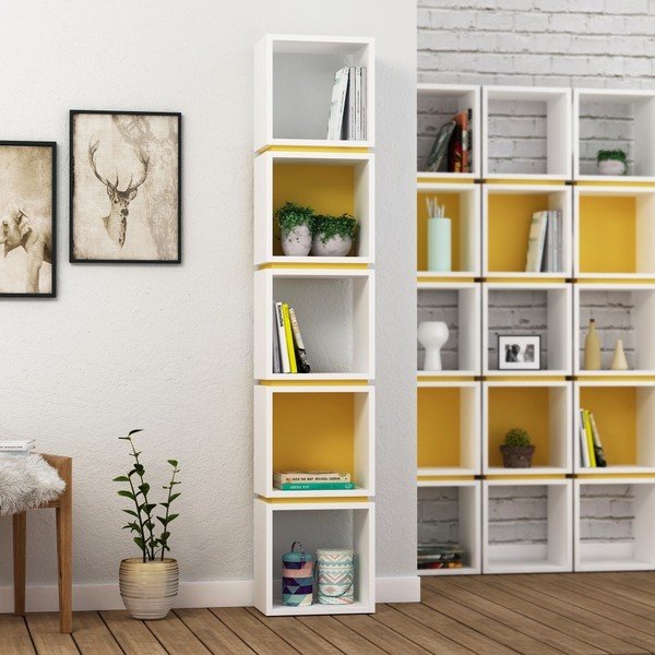 Bílo-oranžová knihovna Multi White Mustard-image-1