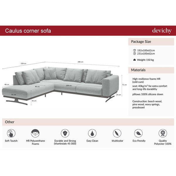 Světle šedá rohová pohovka Devichy Caulus, levý roh-image-4