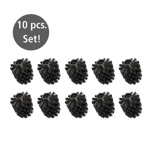 Černé plastové náhradní  hlavice pro WC kartáče v sadě 10 ks Ø8cm – Wenko