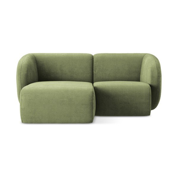 Zelená žinylková rohová pohovka (levý roh/s lenoškou) Lani – Makamii