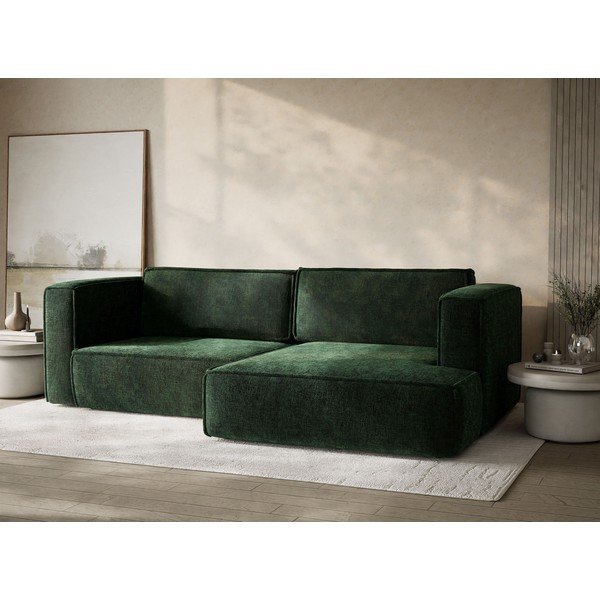 Tmavě zelená žinylková rozkládací/s úložným prostorem rohová pohovka (pravý roh/s lenoškou) Velto – Maison de Rêve-image-4