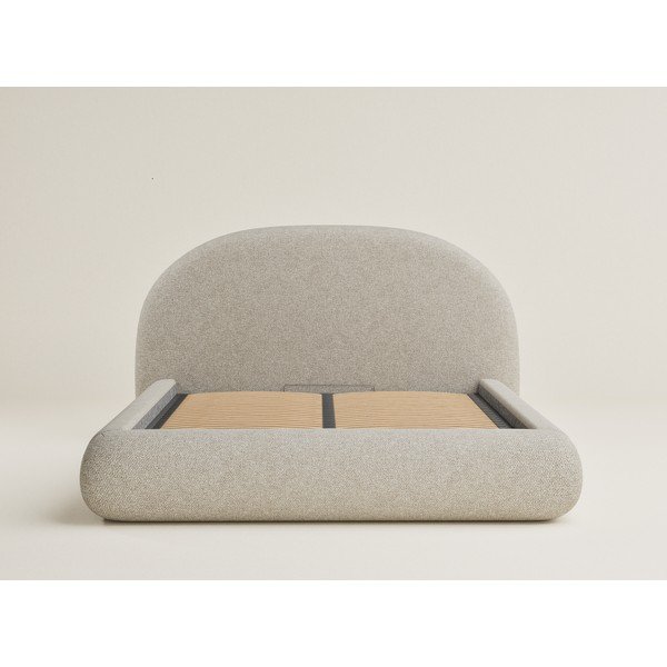 Béžová čalouněná dvoulůžková postel s úložným prostorem s roštem 160x200 cm Maumere – Maison de Rêve-image-2