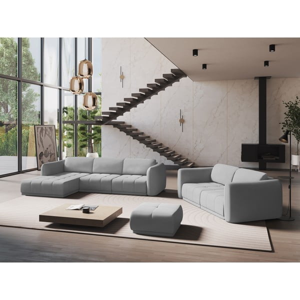 Světle šedá rohová pohovka (levý roh) Hoku – Makamii-image-1