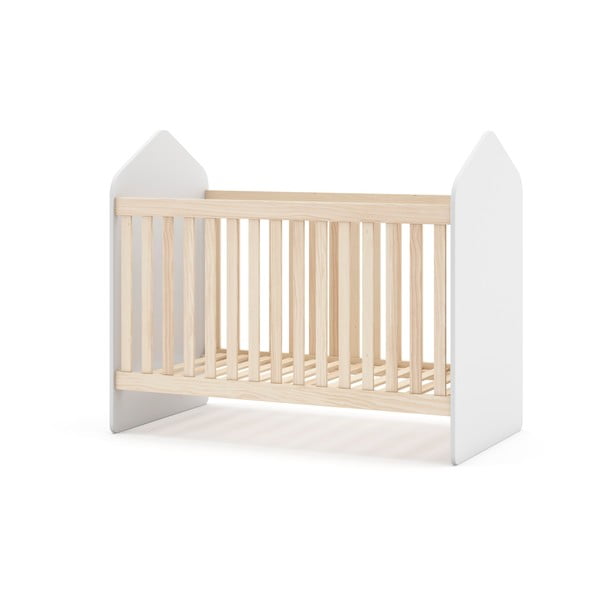 Bílá/přírodní postýlka v dekoru borovice 60x120 cm Estefania – Marckeric-image-3