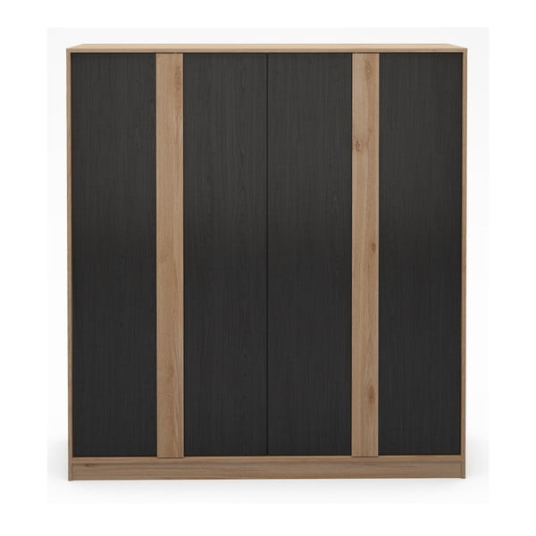 Šatní skříň v dekoru dubu v černo-přírodní barvě 180x197,5x53 cm Dennis – Marckeric